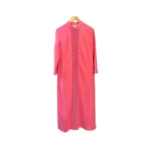 Vintage 70s Sears Best Pink Hostess Robe Mandarin Collar Lounge Cottagecore